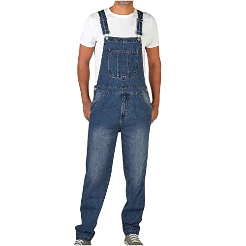 Good Men's Classic Denim Bib Overalls with Adjustable Straps Jeans