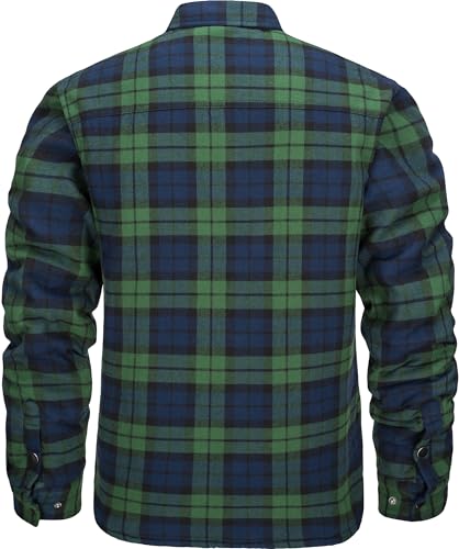 KEFITEVD Men's Warm Quilted Flannel Shirt Jacket Plaid Coats