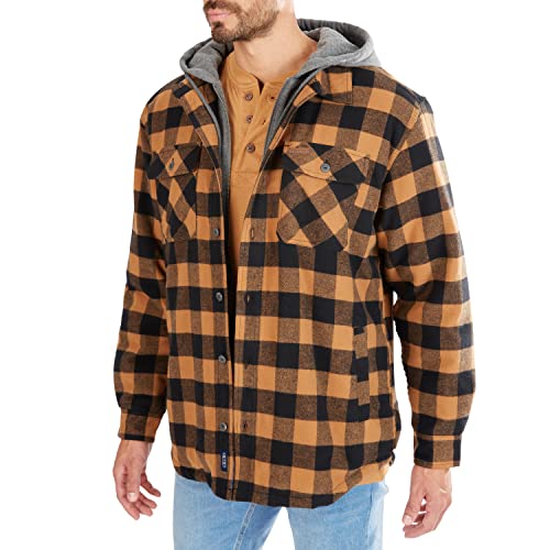 Smith's Workwear Men's Sherpa-Lined Hooded Flannel Shirt Jacket