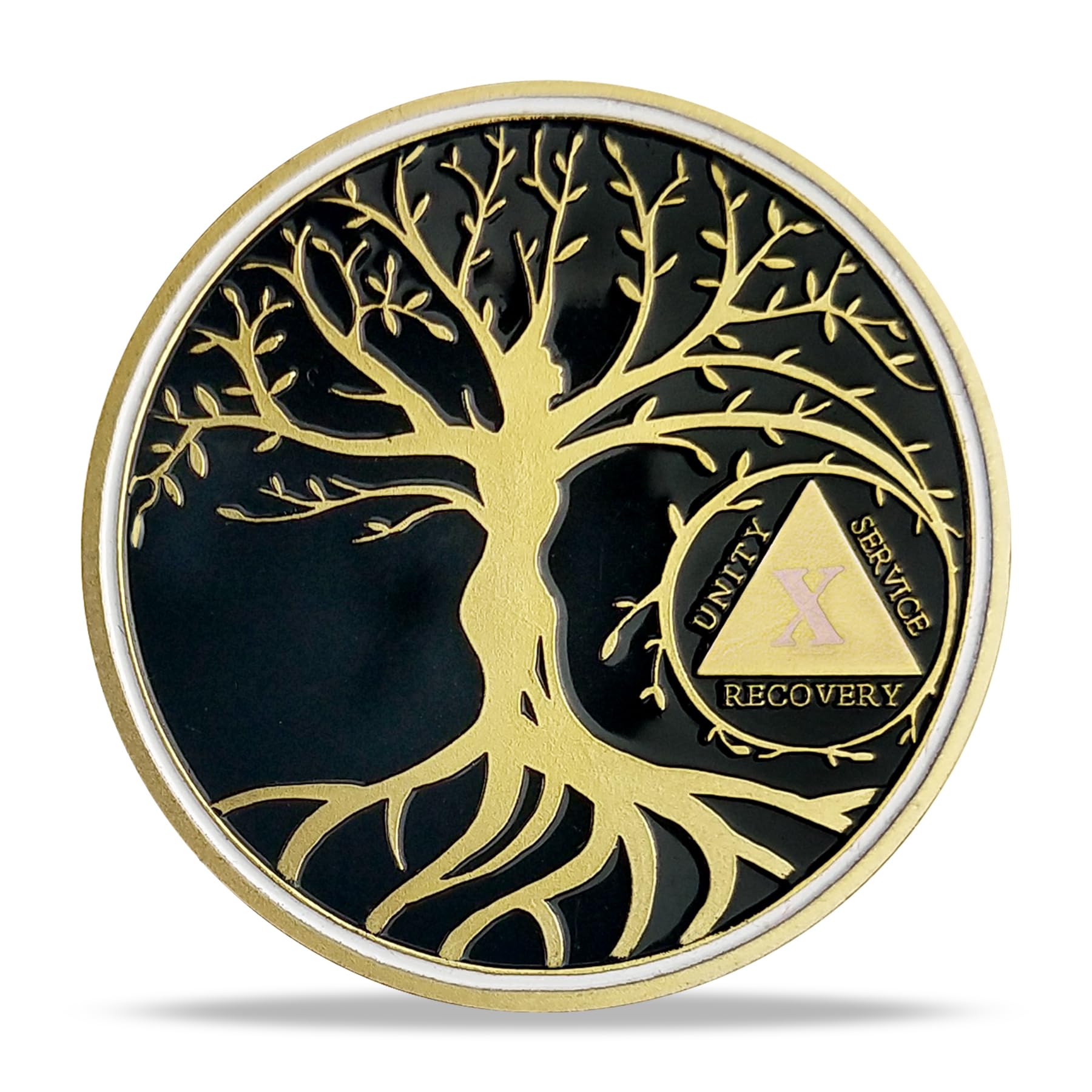 10-Year AA Sobriety Chip Tree of Life Medallion Gift