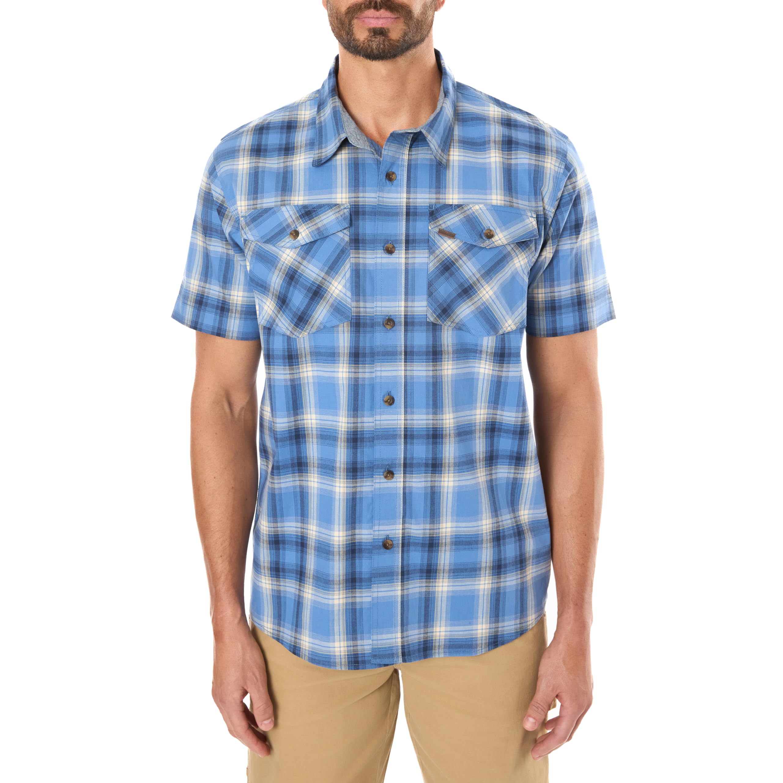 Smith's Workwear Men's Stretch Plaid Short Sleeve Shirt